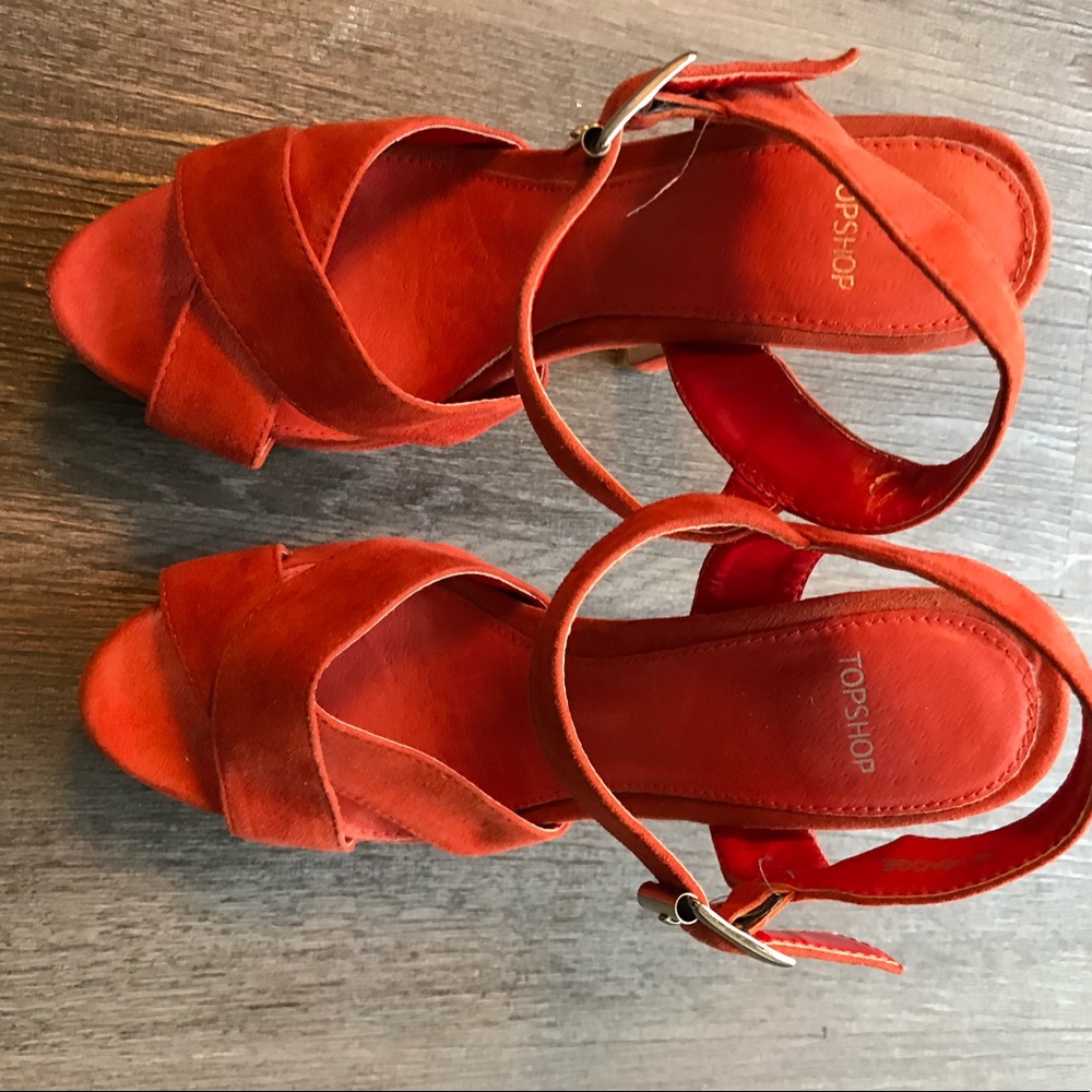 Topshop Orange Platform Sandals